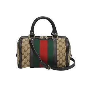 Gucci Boston Bag Sherry Line Handbag Beige GG Canvas